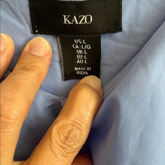 KAZO Blue Ruffle Midi Cotton Summer Dress, Size L - Picture 2 of 11